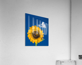 Metal sunflower against blue sky  Acrylic Print