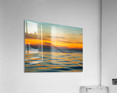 Infinity edge pool with sea underneath sunset  Acrylic Print