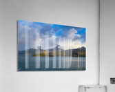 Panorama of Holanda glacier by Beagle channel with rainbow  Acrylic Print