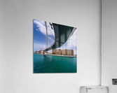 Modern apartments alongside Dubai Canal under Tolerance bridge  Acrylic Print