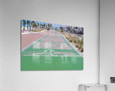 Rubber surface of running track alongside Dubai beach  Acrylic Print