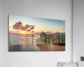 Aerial panorama of sunrise over Tunnels Beach Kauai Hawaii  Acrylic Print