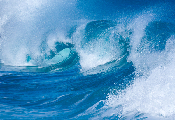 Powerful waves break at Lumahai Beach Kauai by Steve Heap
