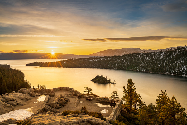 Sunrise over Emerald Bay on Lake Tahoe by Steve Heap