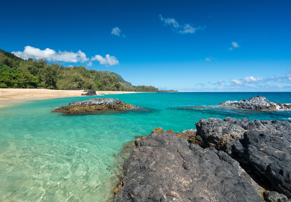 Lumahai Beach Kauai  with rocks by Steve Heap