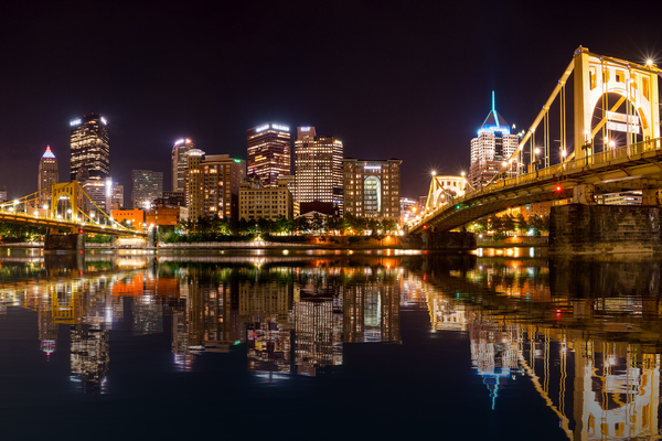 City Skyline of Pittsburgh at night by Steve Heap