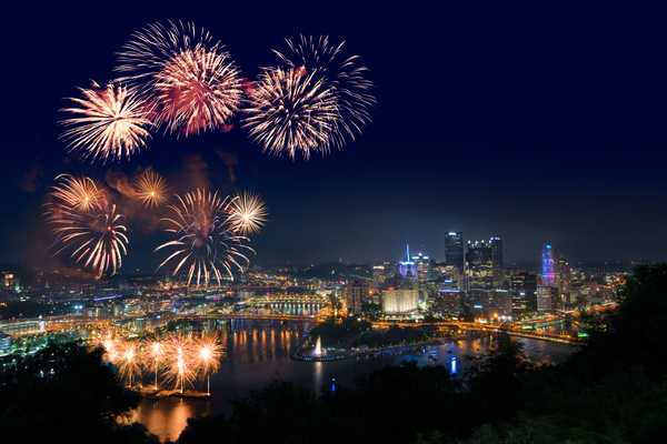 Fireworks over Pittsburgh for Independence Day by Steve Heap