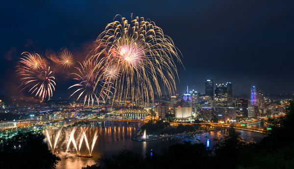Fireworks over Pittsburgh for Independence Day by Steve Heap