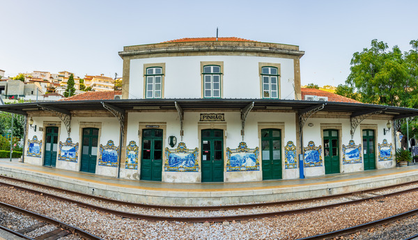 Panorama of Pinhao station in Douro valley by Steve Heap