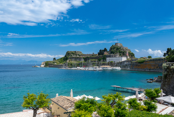 Old Fortress of Corfu on promontory by old town by Steve Heap