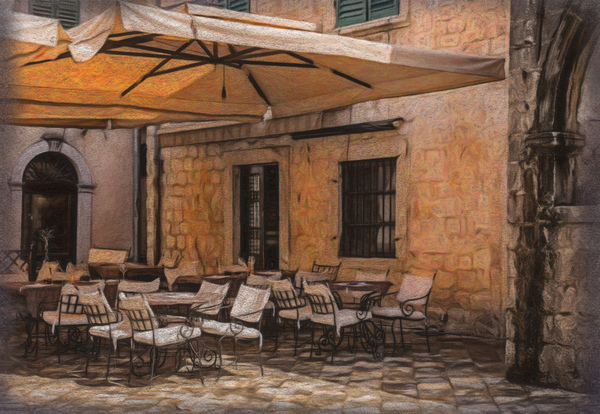 Cafe in Old Town of Kotor in Montenegro by Steve Heap