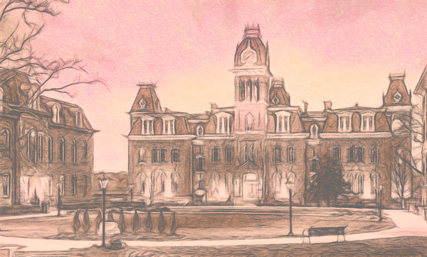 Woodburn Hall at West Virginia University in sepia tint by Steve Heap