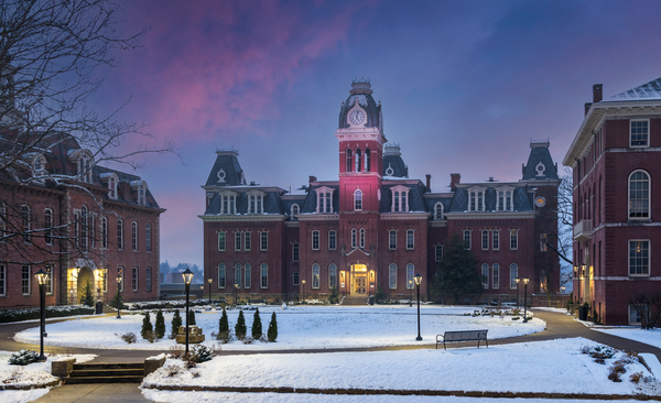 Woodburn Hall at West Virginia University in December by Steve Heap