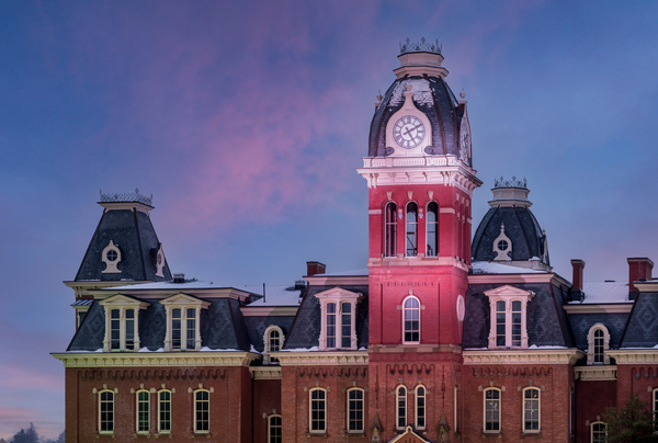 Clock Tower of Woodburn Hall at West Virginia University by Steve Heap