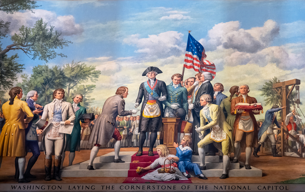 Detail of wall mural of George Washington by Steve Heap