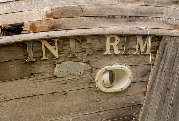Detail of abandoned fishing boat by ocean at Icy Strait Point by Steve Heap