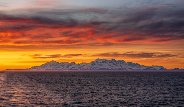 Sunset by Mt Fairweather and the Glacier Bay National Park in Al by Steve Heap