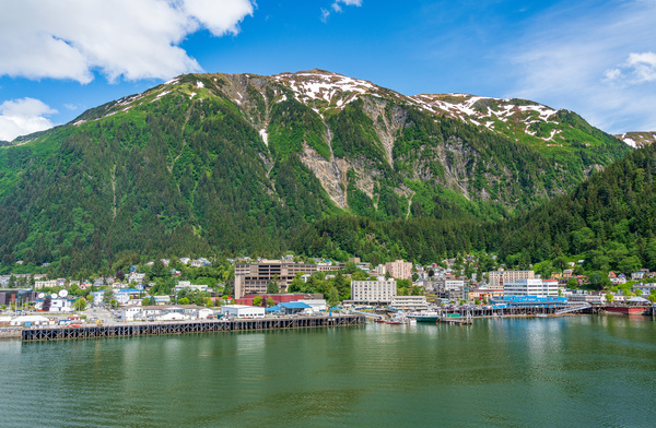 City of Juneau in Alaska seen from the water in the port by Steve Heap