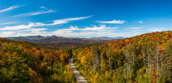 Aerial view of Moretown Mountain Road in Vermont by Steve Heap