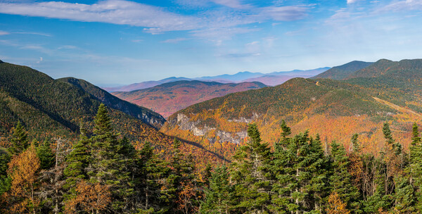 Aerial view of Smugglers Notch in the fall by Steve Heap