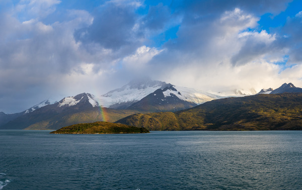 Panorama of Holanda glacier by Beagle channel with rainbow by Steve Heap