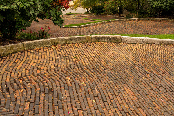 Pattern of bricks on Snake Alley in Burlington Iowa by Steve Heap