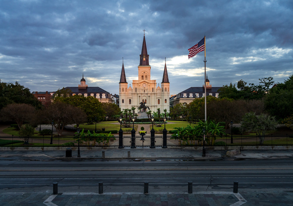 Sunrise on Cathedral Basilica of Saint Louis in New Orleans LA by Steve Heap