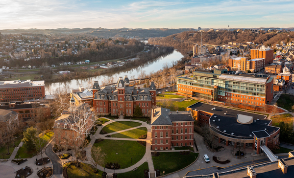 Aerial panorama of the Woodburn Circle at the university  by Steve Heap