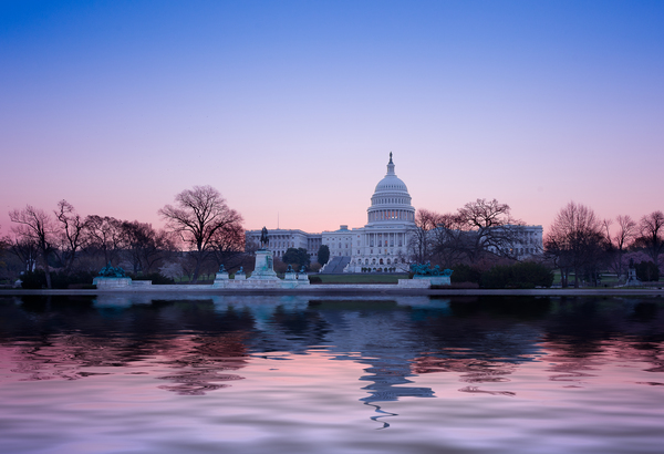 Sunrise behind the dome of the Capitol in DC by Steve Heap