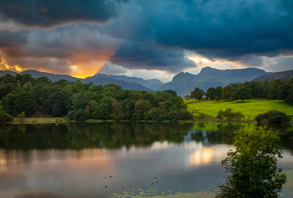Sunset at Loughrigg Tarn in Lake District by Steve Heap