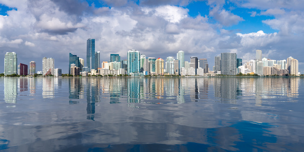 View of Miami Skyline with artificial reflection by Steve Heap