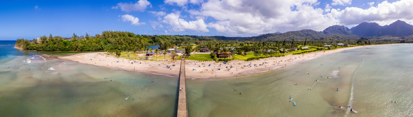Hanalei bay and beach on Kauai in Hawaii by Steve Heap