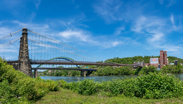 Suspension bridge over the Ohio river in Wheeling by Steve Heap