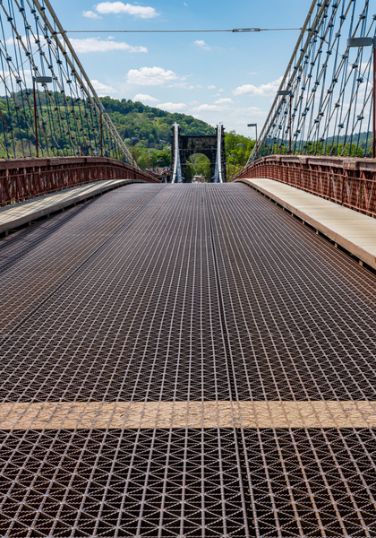 Suspension bridge over the Ohio river in Wheeling WV by Steve Heap