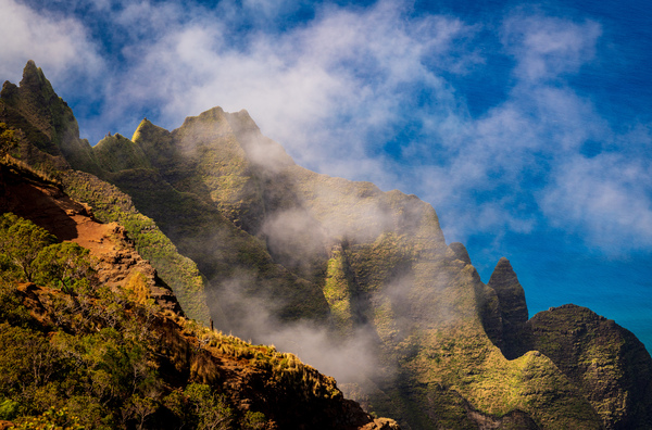 View of the fluted rocks of the Na Pali coastline by Steve Heap