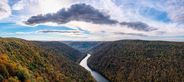  Cheat River panorama in West Virginia with fall colors by Steve Heap