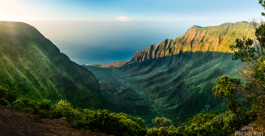 Panoramic view of Kalalau valley Kauai  Print