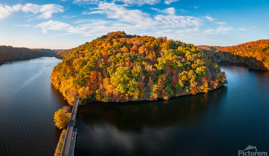 Aerial view of fall leaves in Cheat Lake Park  Print