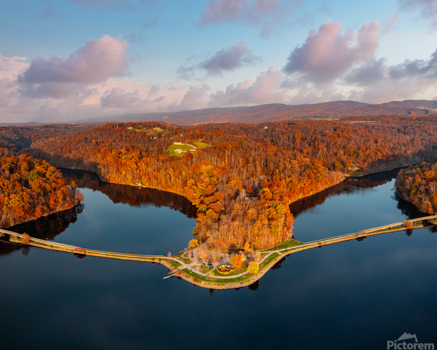 Aerial view of Cheat Lake Park near Morgantown WV  Print
