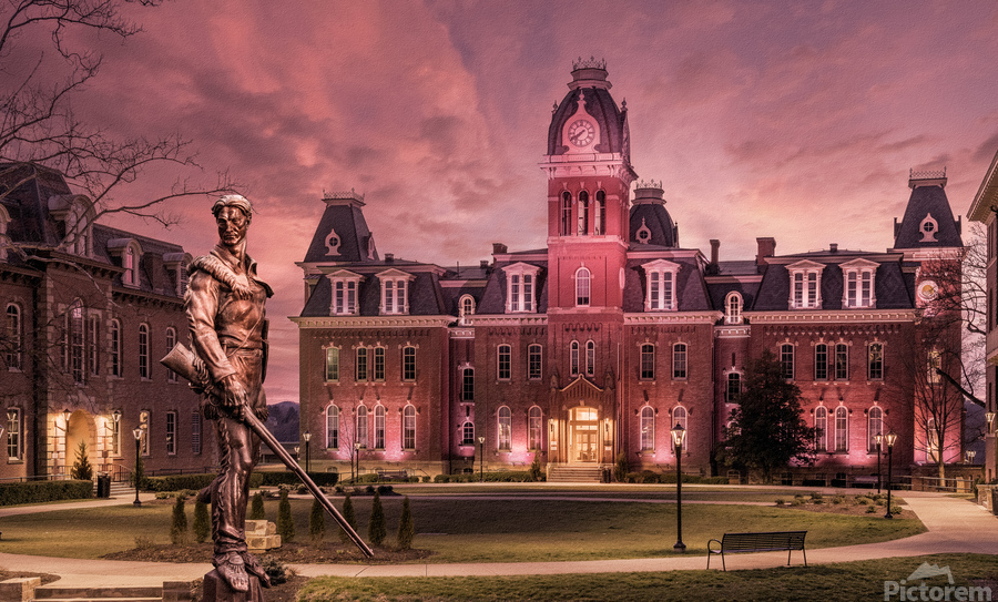 Famous Mountaineer statue in front of Woodburn Hall at WVU  Print