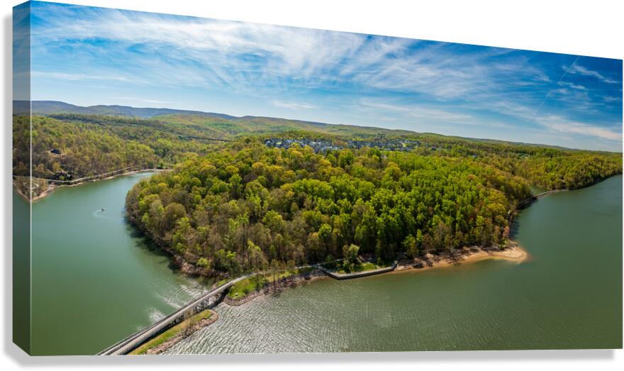Aerial view of Cheat Lake and the Bluffs near Morgantown  Canvas Print
