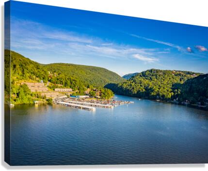 Wide panorama of Cheat Lake on a summer evening  Canvas Print