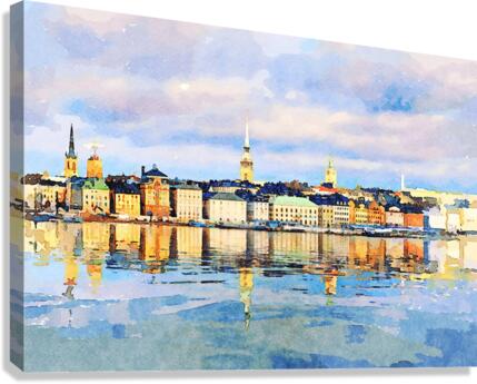 Water color of Gamla Stan in Stockholm  Canvas Print