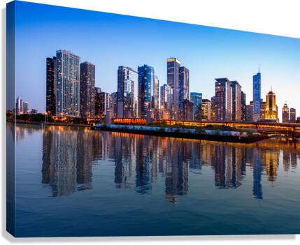 Chicago Skyline at sunset from Navy Pier  Canvas Print