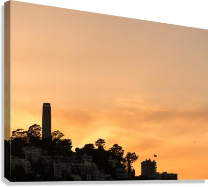 Coit tower at sunset in San Francisco  Canvas Print