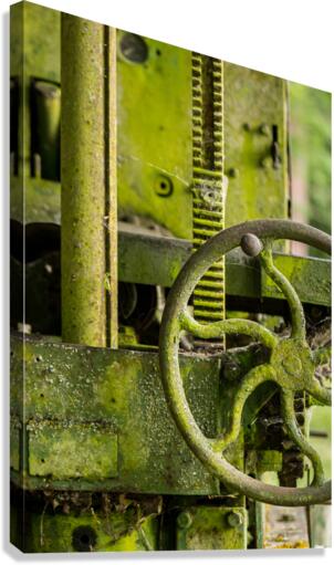 Moss covered farm machinery with handle  Canvas Print