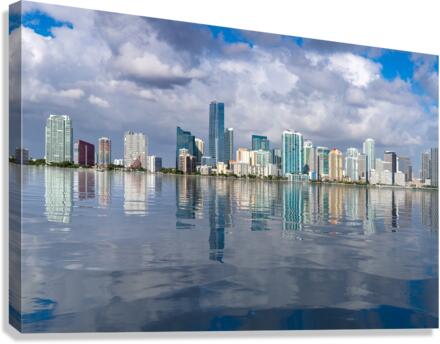 View of Miami Skyline with artificial reflection  Canvas Print