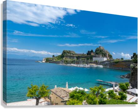 Old Fortress of Corfu on promontory by old town  Canvas Print