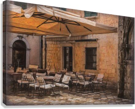 Cafe in Old Town of Kotor in Montenegro  Canvas Print