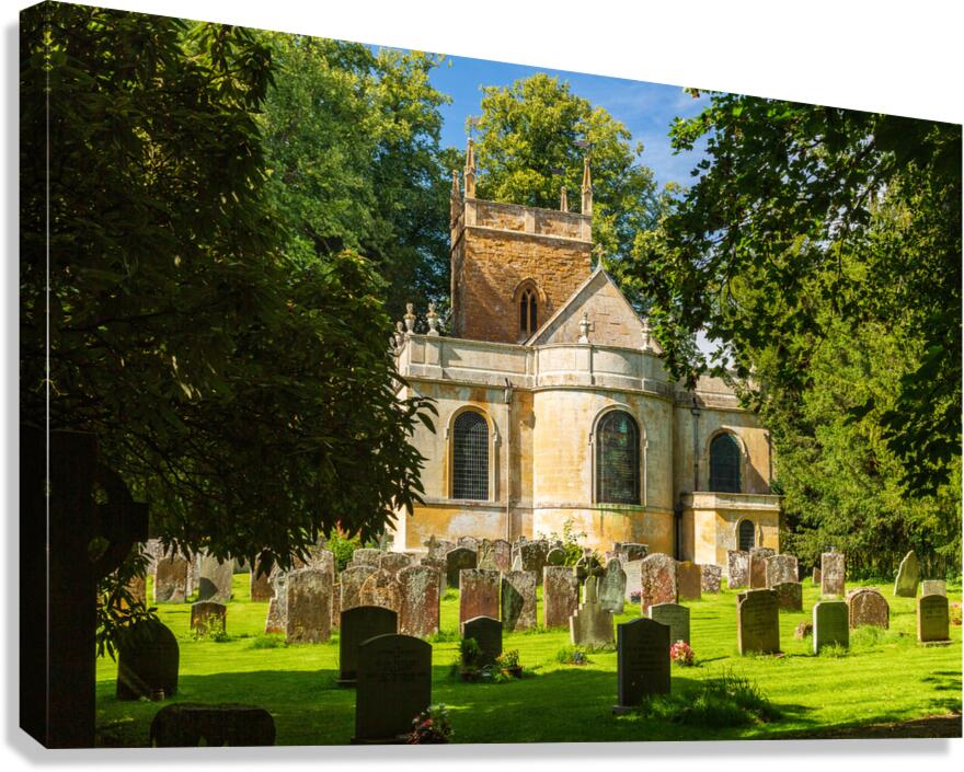 Church and graveyard in Honington Cotswolds  Canvas Print